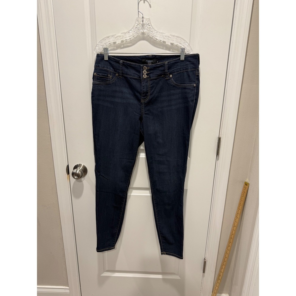 Torrid Women Skinny Jeans Triple Button High Rise Dark Wash Indigo 16R